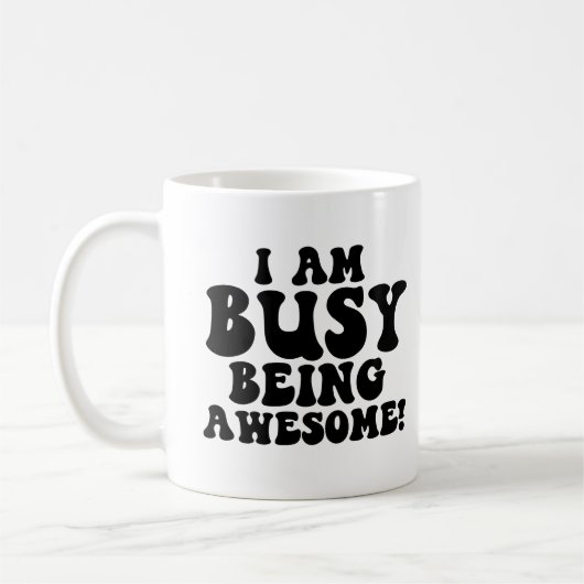 おもしろい引用文 – 在忙し在素晴らし コーヒーマグカップ (左)