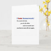 おもしろい引用文 – 家事は嫌い!ベッドを作れ… カード (黄色い花)