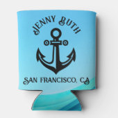 おもしろい引用文「歓迎だ！」 ボート名/ホームポート 缶クーラー (裏面)