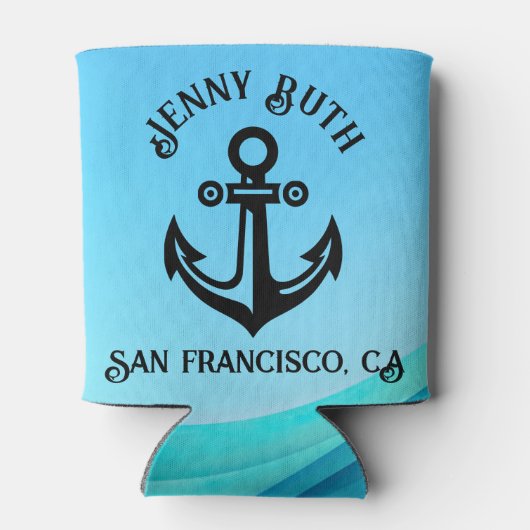 おもしろい引用文「歓迎だ！」 ボート名/ホームポート 缶クーラー (裏面)