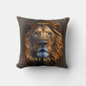 おもしろい引用文「I love My Cat」名前をカスタムする装飾用クッション クッション (正面)