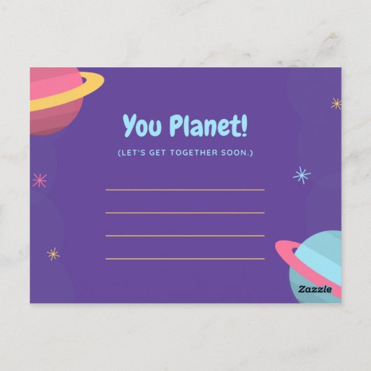 おもしろい引用文- Purple Planetsパーティー ポストカード (裏面)