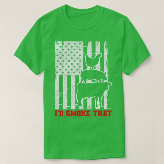 おもしろい引用文IDスモークザバーベキューBBQ Tシャツ (デザイン正面)