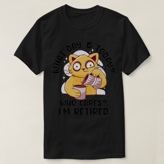 おもしろい引退猫コーヒー好きユーモア退職したM Tシャツ (デザイン正面)
