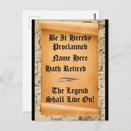 おもしろい引退発表古代スクロール ポストカード (正面/裏面)