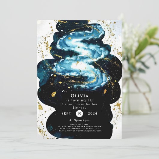 おもしろい彗星宇宙誕生日 招待状 (スタンド正面)