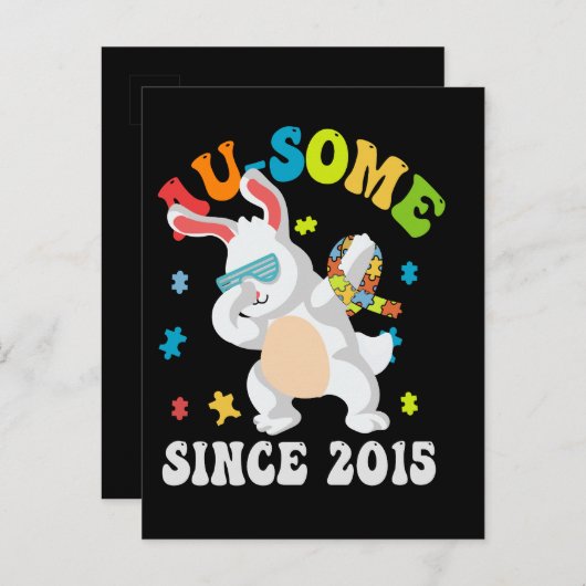 おもしろい復活祭バニー自閉症意識10th B 案内ポストカード (正面/裏面)