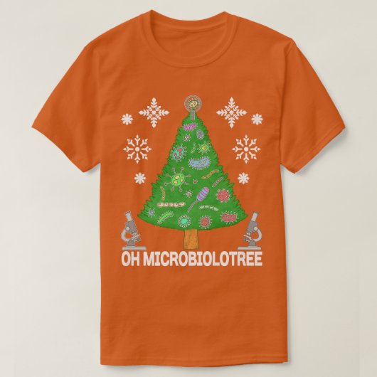 おもしろい微生物学者クリスマスツリー微生物学Q Tシャツ (デザイン正面)