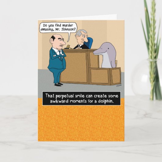 おもしろい微笑みイルカ誕生日 カード (正面)