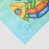 おもしろい微笑みトカゲ明るい色の葉ブルーグリーン 薄葉紙 (詳細)