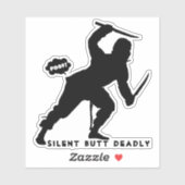 おもしろい忍者のジョーク静かが致命的なステッカー シール (シート)