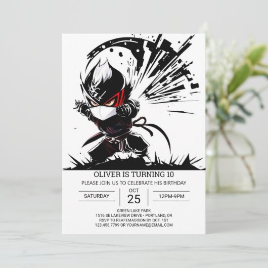 おもしろい忍者シークレットエージェント誕生日 招待状 (スタンド正面)