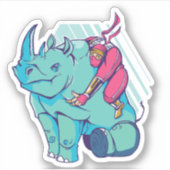 おもしろい忍者ライディングRhino漫画の形 シール (正面)