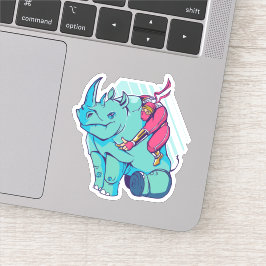 おもしろい忍者ライディングRhino漫画の形 シール