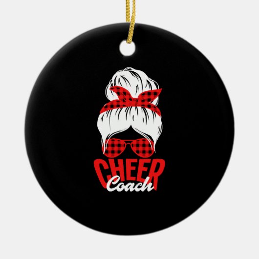 おもしろい応援ソファチアリーティングチアリーダーコーチ セラミックオーナメント (正面)