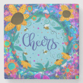 おもしろい応援フローラお洒落（昆虫）マルハナバチ ストーンコースター (正面)