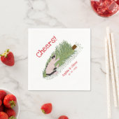 おもしろい応援!猫vsクリスマスツリー休日 スタンダードカクテルナプキン (インサイチュ)