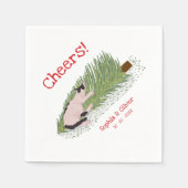 おもしろい応援!猫vsクリスマスツリー休日 スタンダードカクテルナプキン (正面)