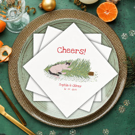 おもしろい応援!猫vsクリスマスツリー休日 スタンダードカクテルナプキン