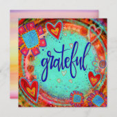 おもしろい快活恵み 感動的 サンキューカード (正面/裏面)