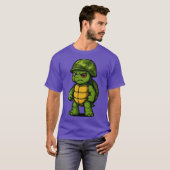 おもしろい怒った軍隊亀の兵隊レトロ Tシャツ (正面フル)