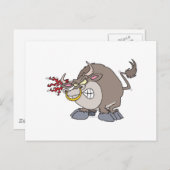 おもしろい怒の牛 ポストカード (正面/裏面)