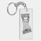 おもしろい怒子猫の猫ミーム猫オーナー キーホルダー (正面左)