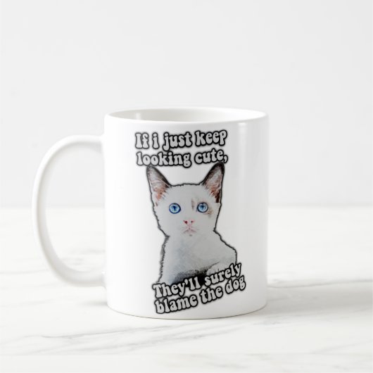 おもしろい怒子猫の猫ミーム猫オーナー コーヒーマグカップ (左)