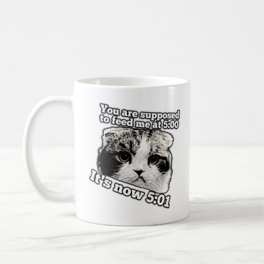 おもしろい怒子猫ミーム コーヒーマグカップ (左)