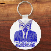 おもしろい怒子猫好きの猫ミーム キーホルダー (正面)