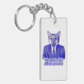 おもしろい怒子猫好きの猫ミーム キーホルダー (正面左)