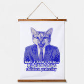 おもしろい怒子猫好きの猫ミーム 吊り下げ型タペストリー (正面)