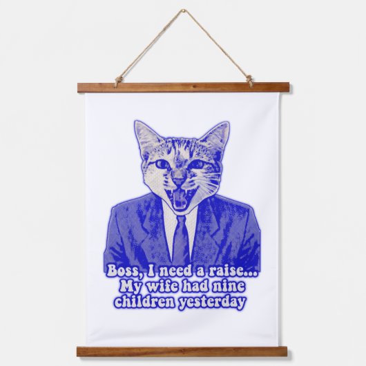 おもしろい怒子猫好きの猫ミーム 吊り下げ型タペストリー (正面)