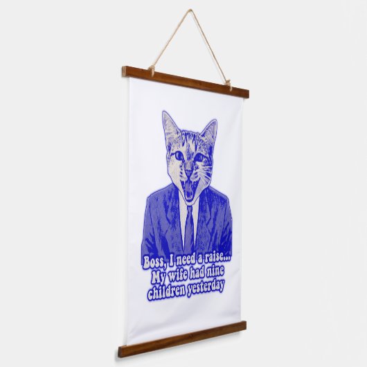 おもしろい怒子猫好きの猫ミーム 吊り下げ型タペストリー (傾斜あり)