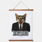おもしろい怒猫好きの猫ミーム 吊り下げ型タペストリー (正面)