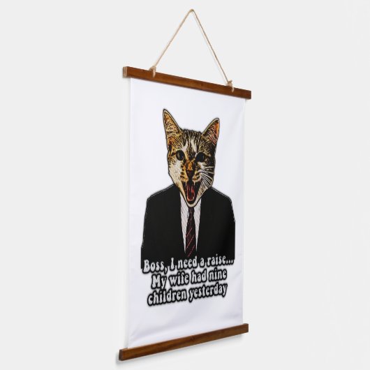 おもしろい怒猫好きの猫ミーム 吊り下げ型タペストリー (傾斜あり)