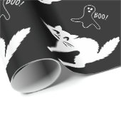 おもしろい怒白猫と不気味な幽霊おもしろい ラッピングペーパー (ロールコーナー)