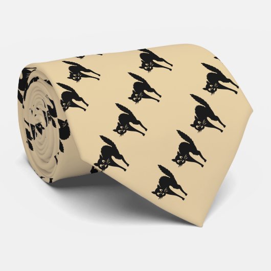 おもしろい怒黒猫おもしろいハロウィーン ネクタイ (ロール)
