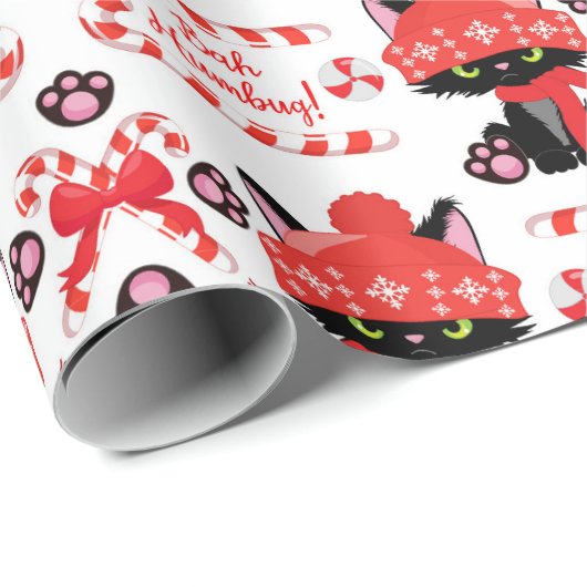 おもしろい怒黒猫のペテン猫 ラッピングペーパー (ロールコーナー)