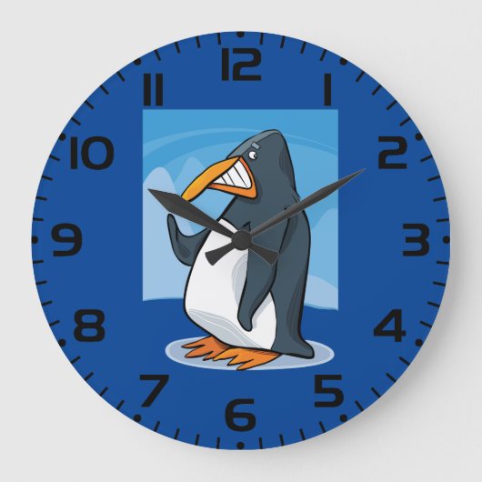 おもしろい怒Penguinマンガクールー ラージ壁時計 (正面)
