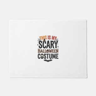 おもしろい怖いハロウィンコスチュームのビンテージTシャツデザイン ドアマット