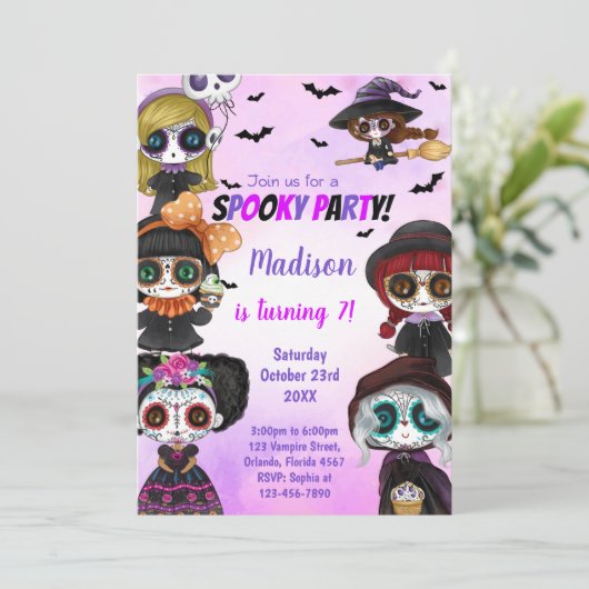 おもしろい怖いパーティー子供へカード、10代または大人 招待状 (スタンド正面)