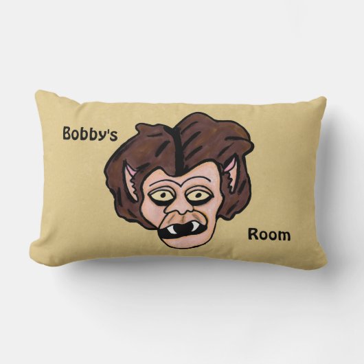 おもしろい怖い漫画の人狼の牙の茶色の髪 ランバークッション (正面)