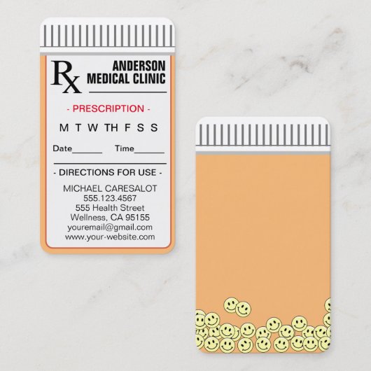 おもしろい思い出に残る処方アポイントメントカード 名刺 (正面/裏面)