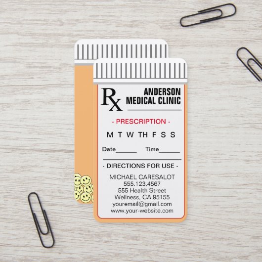 おもしろい思い出に残る処方アポイントメントカード 名刺 (正面/裏面インサイチュ)