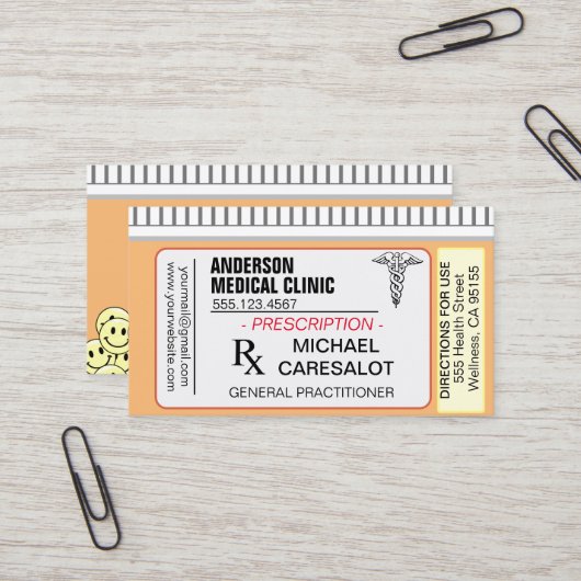 おもしろい思い出に残る処方箋カルテ 名刺 (正面/裏面インサイチュ)