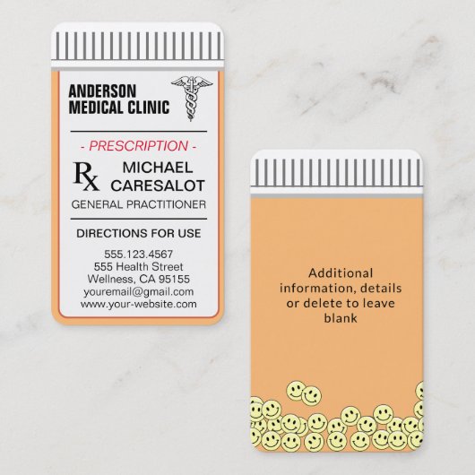 おもしろい思い出に残る処方箋カルテ 名刺 (正面/裏面)