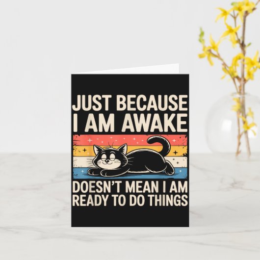 おもしろい怠け猫ミーム変わった物好きな男性女性用ボ カード (黄色い花)