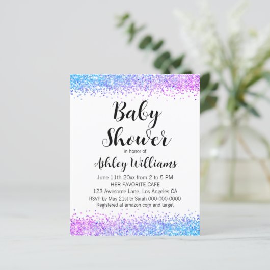 おもしろい性別予算ベビーシャワー招待状 (スタンド正面)