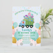 おもしろい恐竜ごみトラック誕生日パーティー名 シーズンカード (スタンド正面)